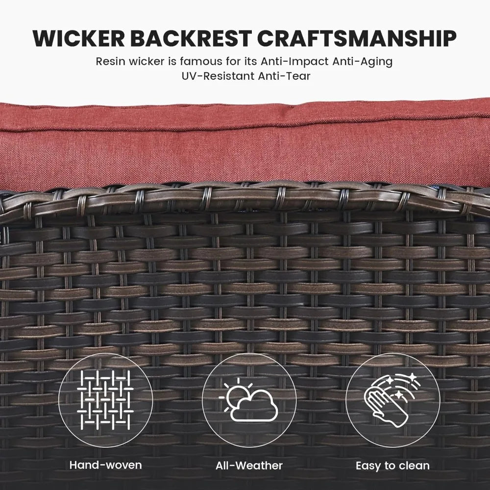 75Inch Outdoor Wicker Sofa - Standard 3 Seater with High Backrest, All Weather Rattan Patio Furniture for Balcony, Deck, Backyar