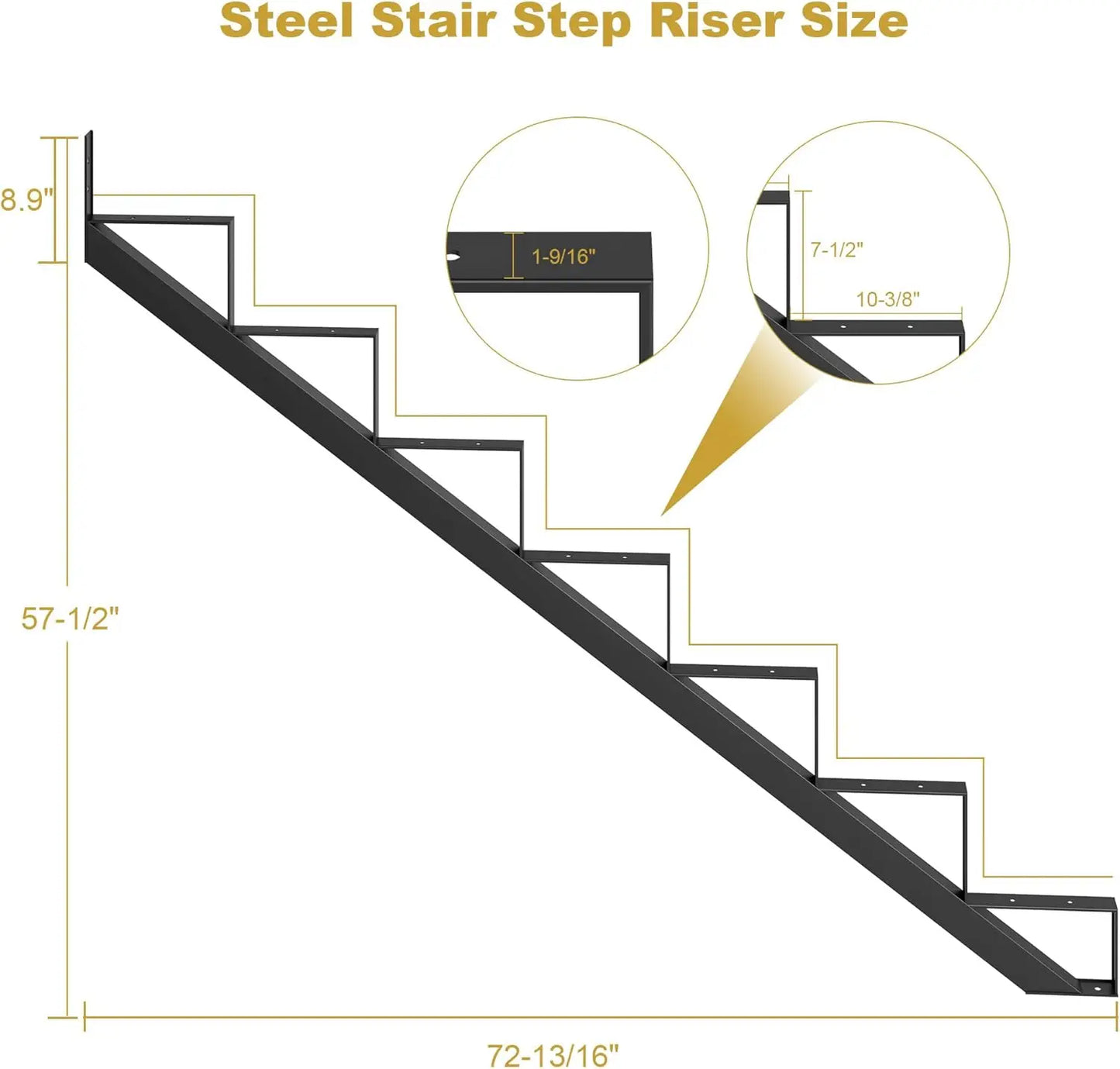 XMSJHign-Concerned Steel Stair Risers 7 Step Stringer Deck