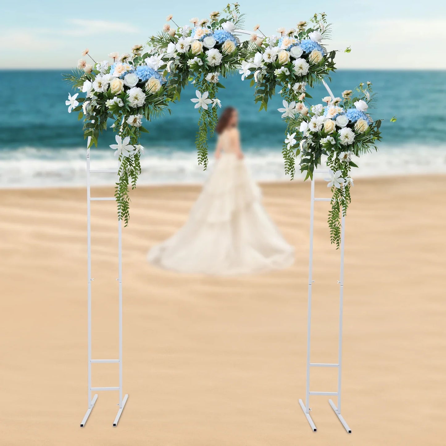 NONECN Metal Open Arch Backdrop Stand Double Arch For Ceremony