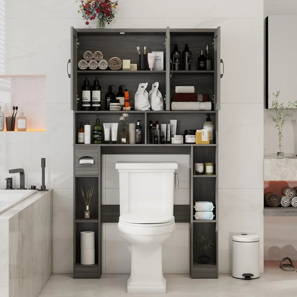 Rustic Over-The-Potty Storage Cabinet With Barn-Style Doors