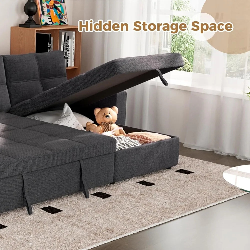 XIAOLANG Sectional Sleeper Sofa Bed With Storage USB