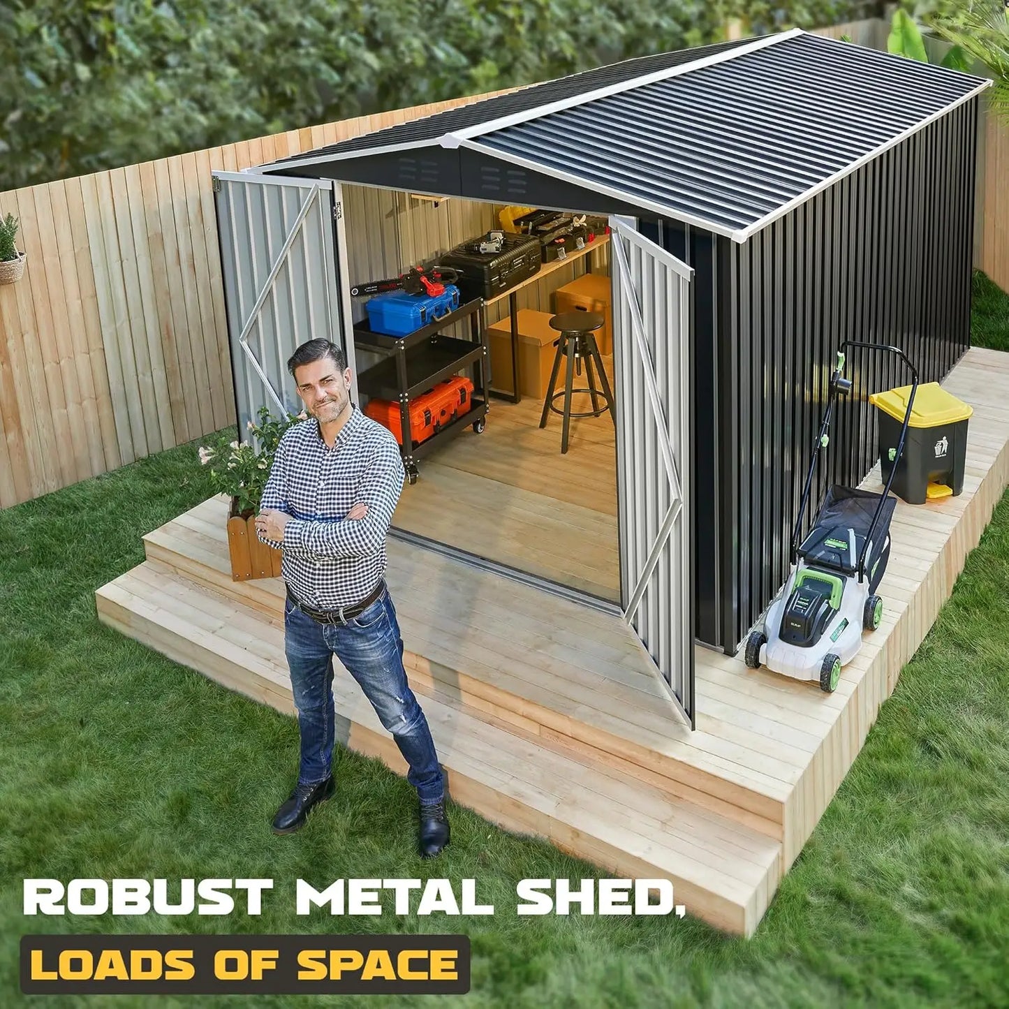 Outdoor Metal Storage Shed With Sturdy Frame For Easy Assembly