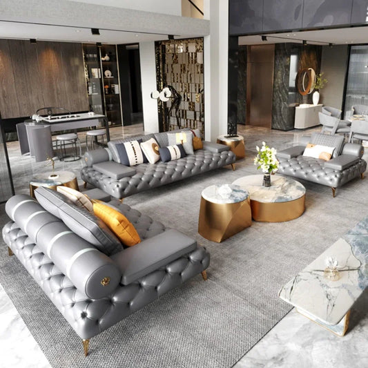 DUTRIEUXCN Italian Genuine Leather Sectional Sofa 3 Piece Set