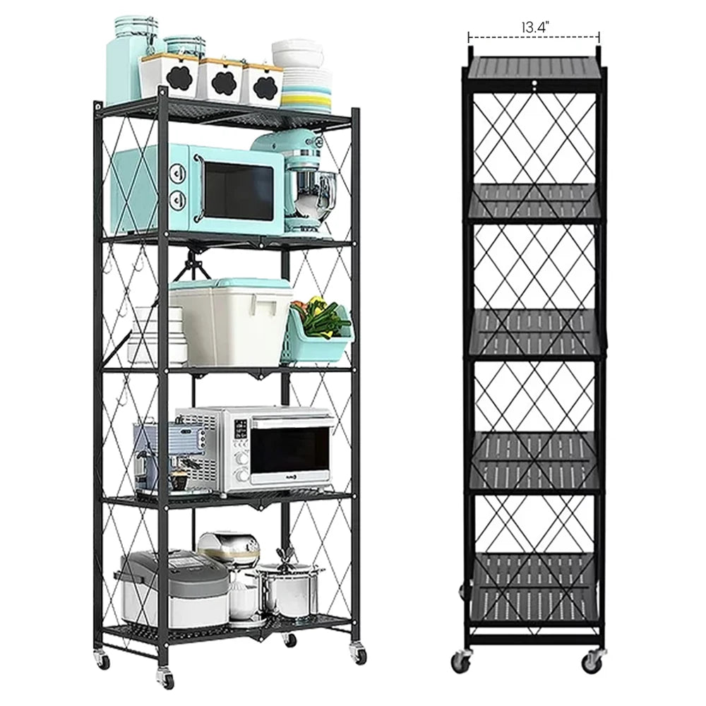 5-Tier Heavy Duty Metal Storage Shelving Unit With Wheels