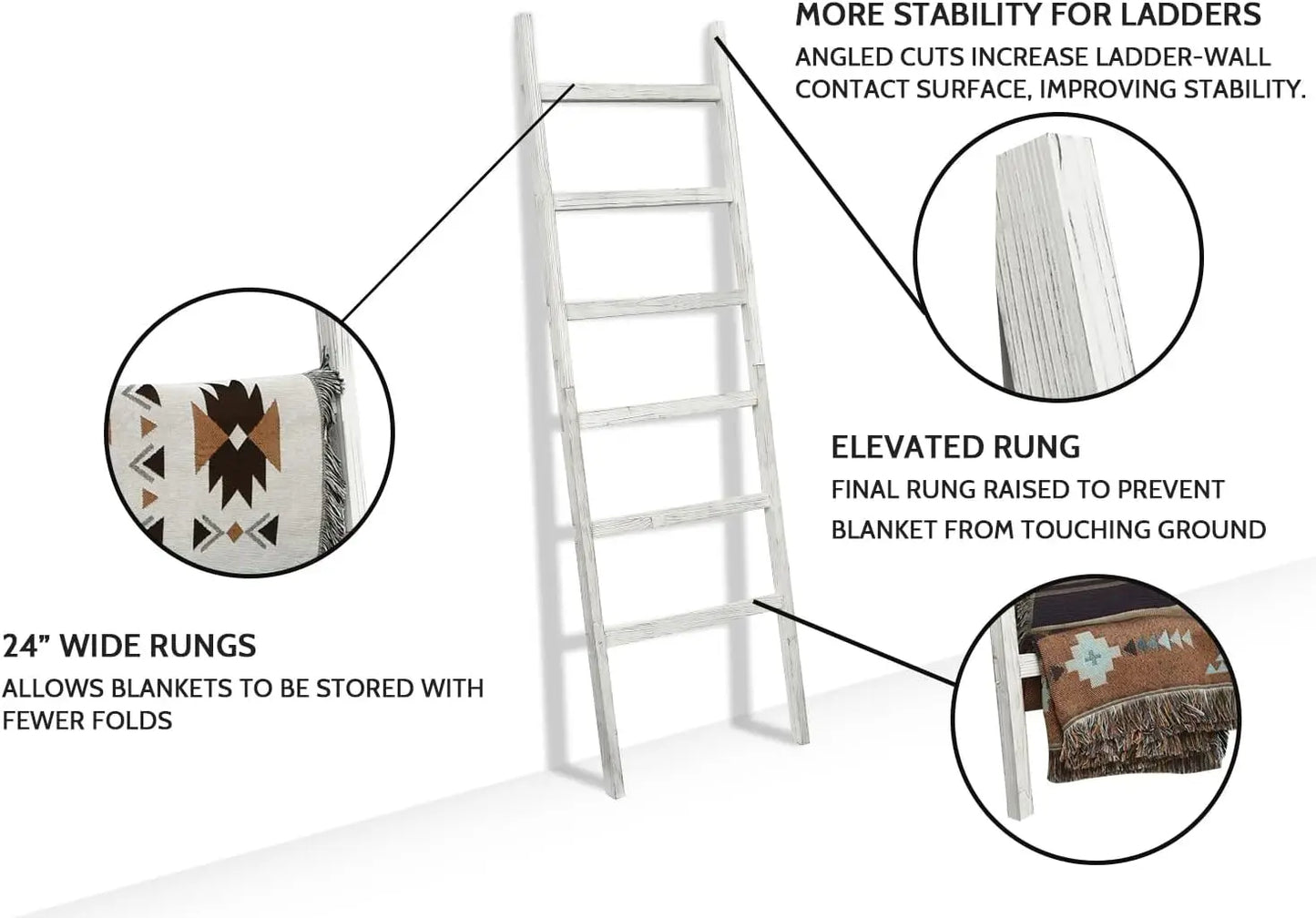 Hign Concerned Wooden Blanket Ladder Rustic Towel Rack