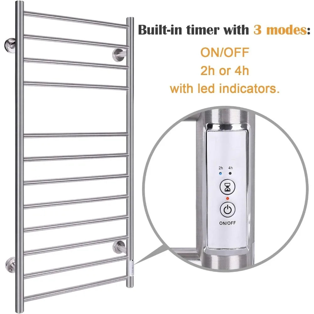RBXC Towel Warmer Wall Mounted Heated Rack With Timer