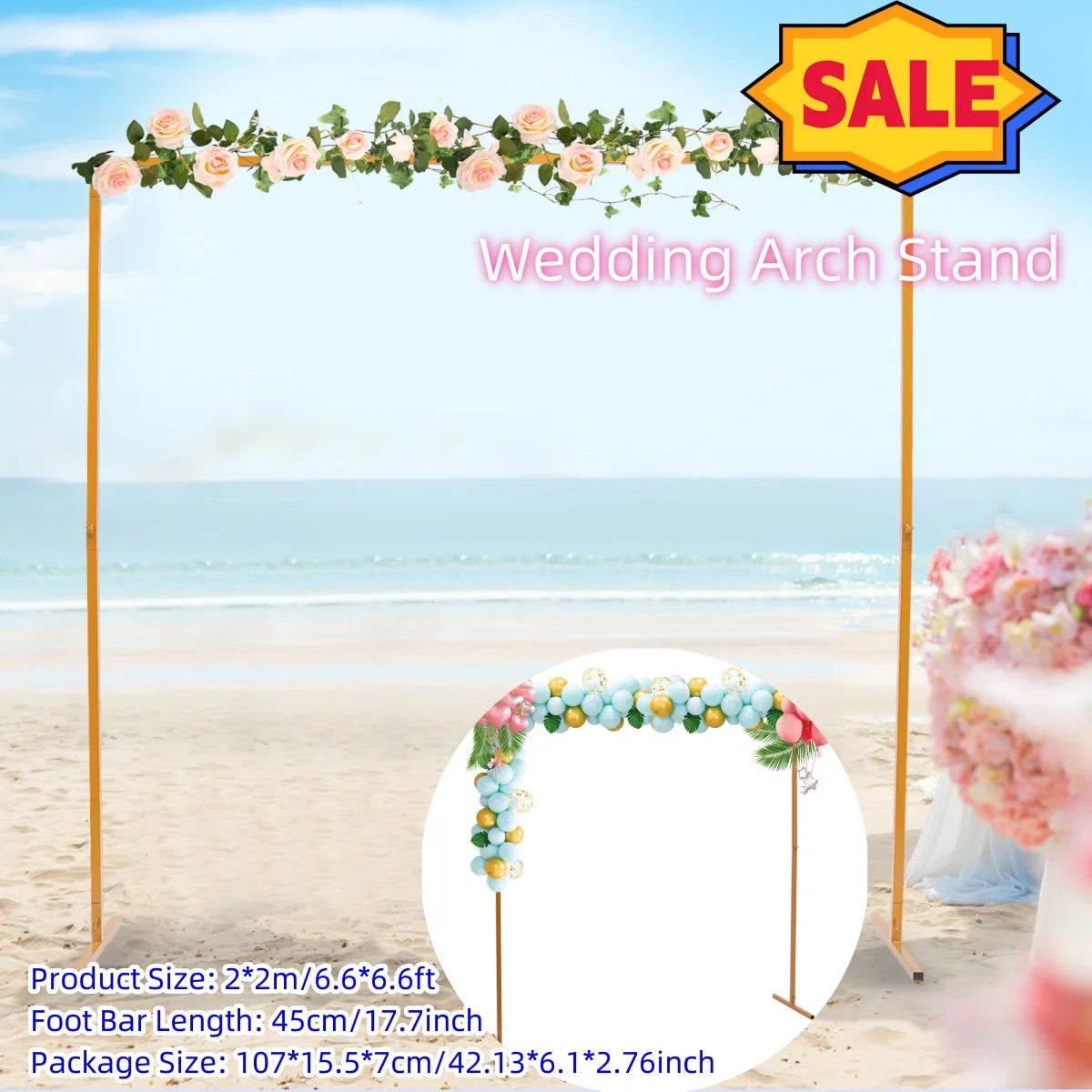 NONECN Wedding Arch Stand With Bases Easy Assembly Garden