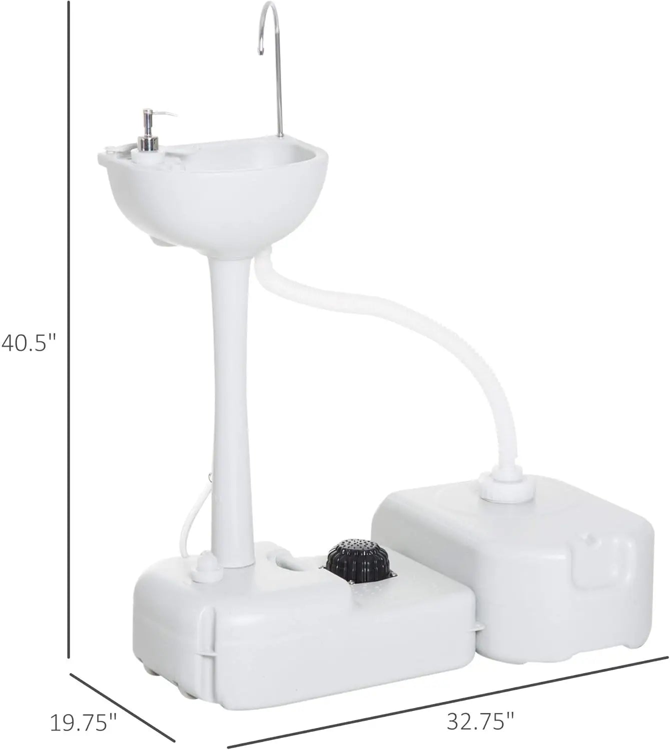 Portable Camping Sink, Handwashing Station Basin with 4.5 Gallon Tank, 6.3 Gallon Recovery Tank, Rolling Wheels & Soap Dispenser