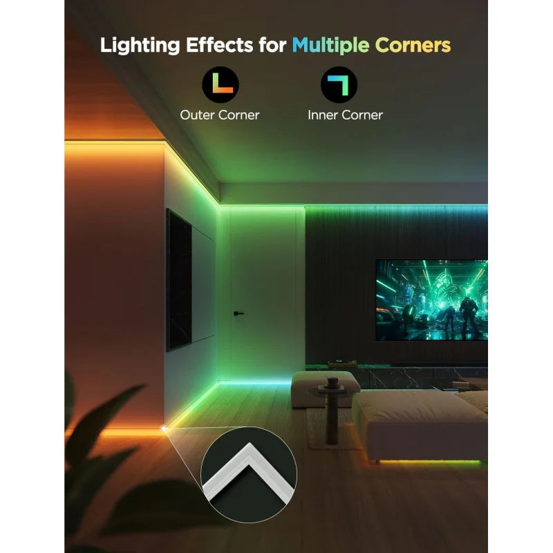 Govee RGBIC LED Strip Lights 32.8ft w/Covers - Smart (Alexa/Google), Diffuser Channel for Bedroom, Cabinet