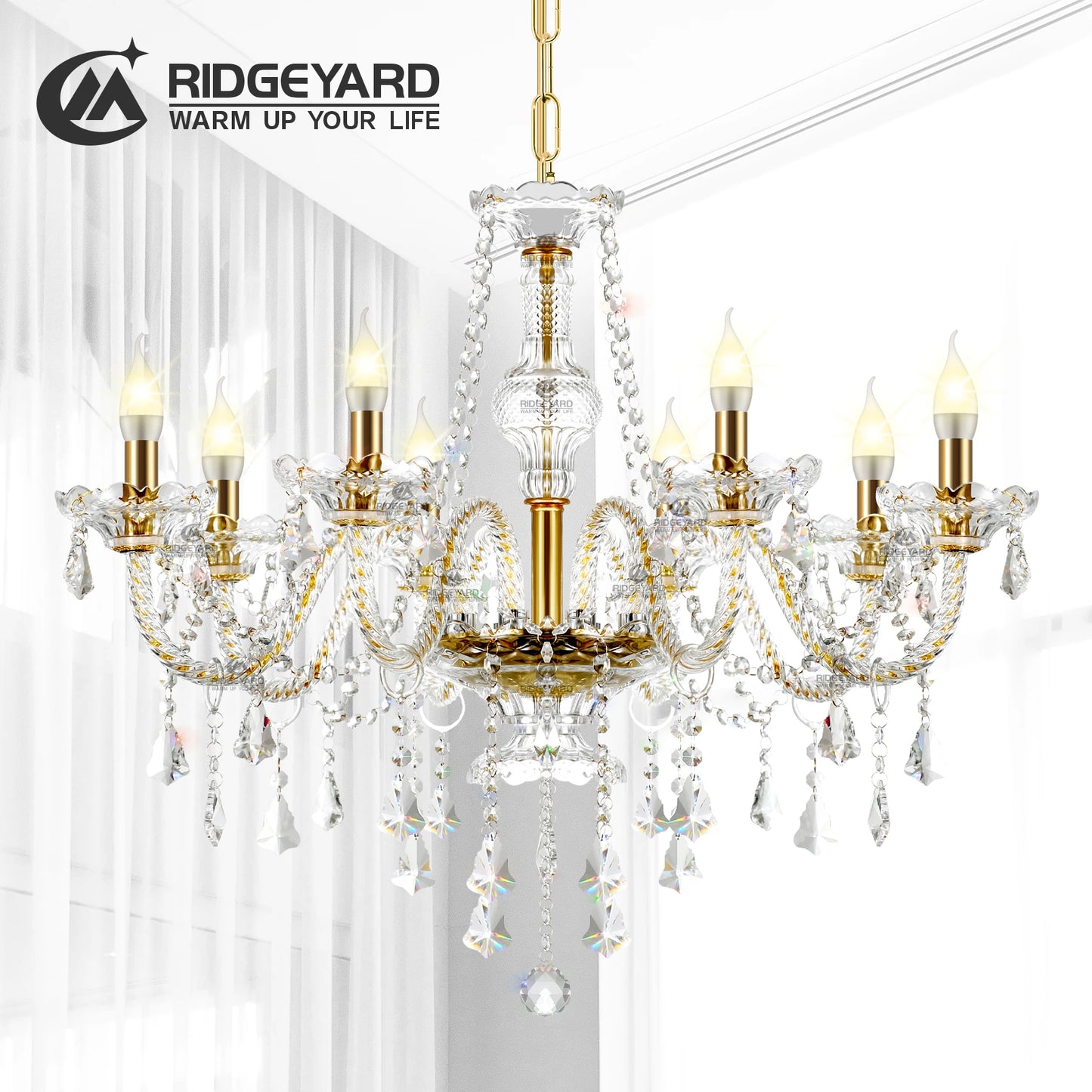 Ridgeyard K9 Crystal Chandelier Four To Eighteen Arms