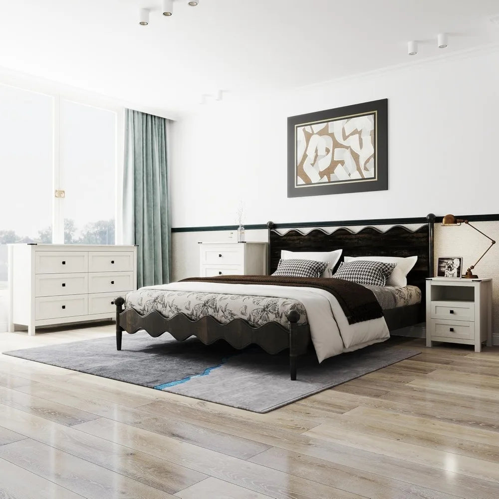 RBXC Farmhouse Bedroom Set Three Piece With Dresser And Nightstands