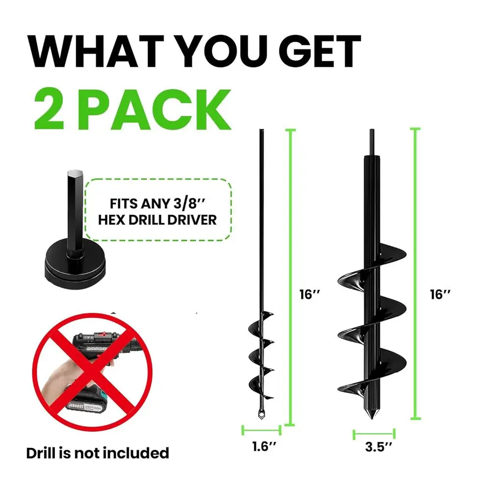 Auger Drill Bits Set Two Pack For Planting Bulb Planter