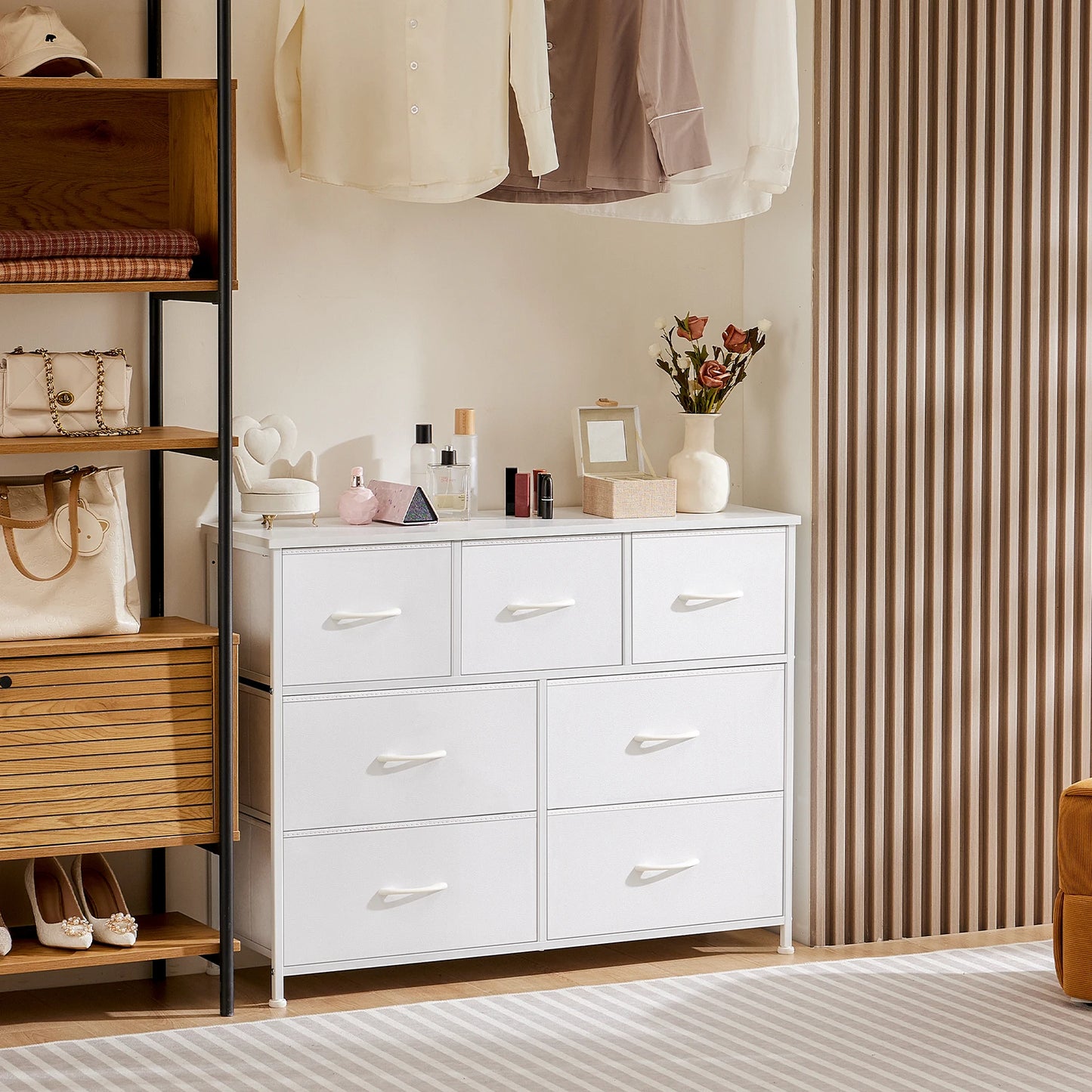 JHK Bedroom Wardrobe Chest With Fabric Drawers Storage Cabinet