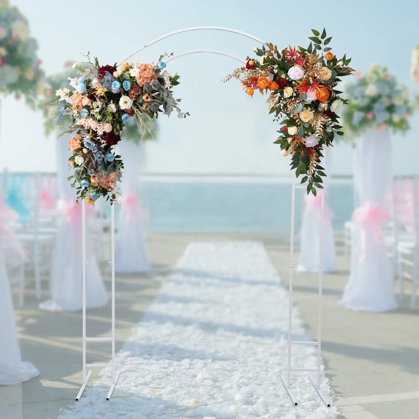 NONECN Metal Wedding Arch Stand Frame Steel Garden Arbor