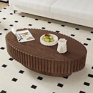 RBXC Round Fluted Drum Coffee Table For Living Room