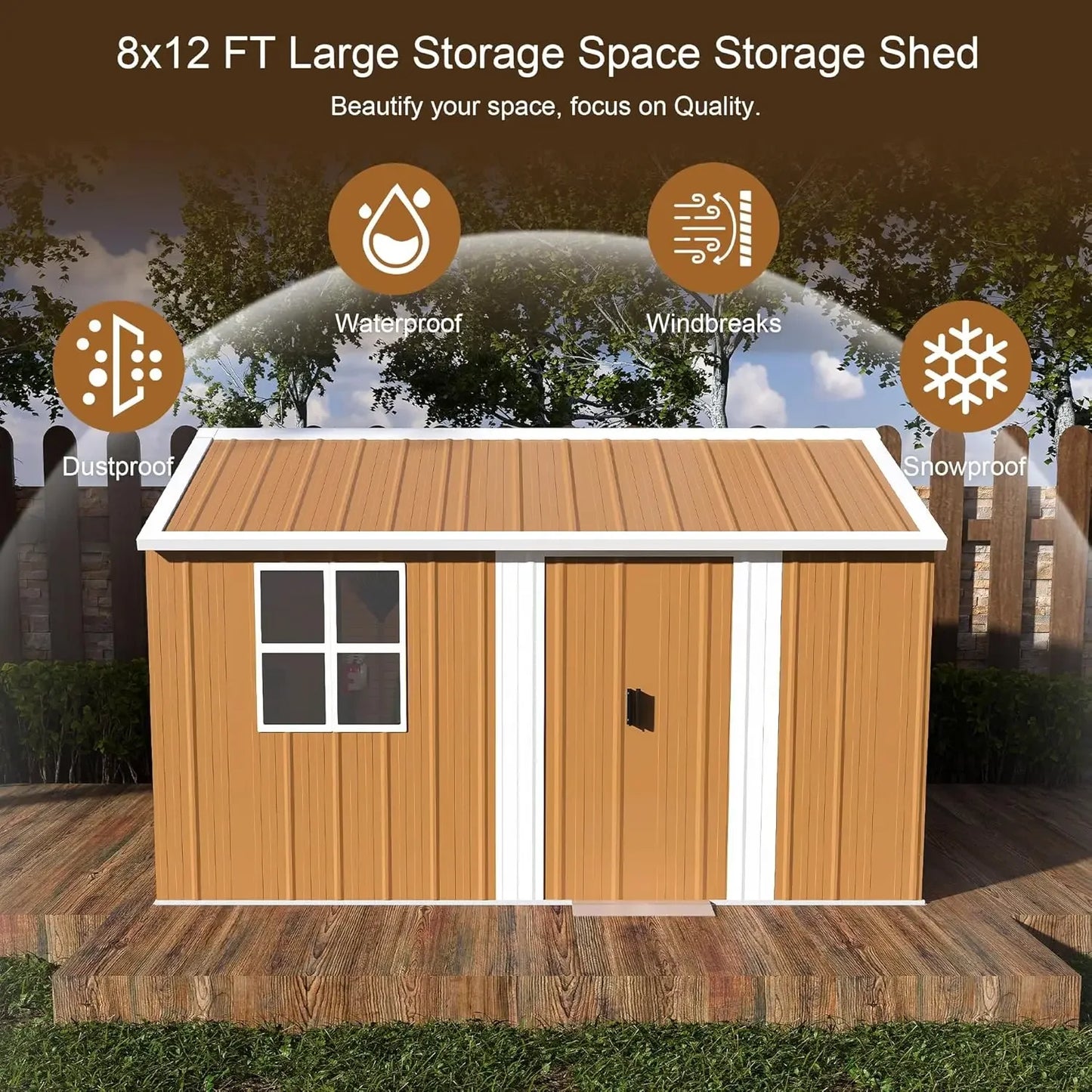 Metal Outdoor Storage Shed With Windows And Ventilation
