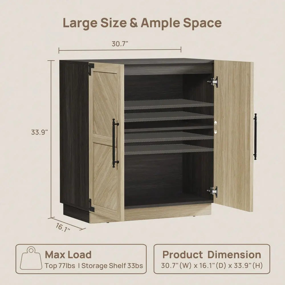 XMSJ Multifunctional Kitchen Storage Cabinet TV Stand With Adjustable Shelves