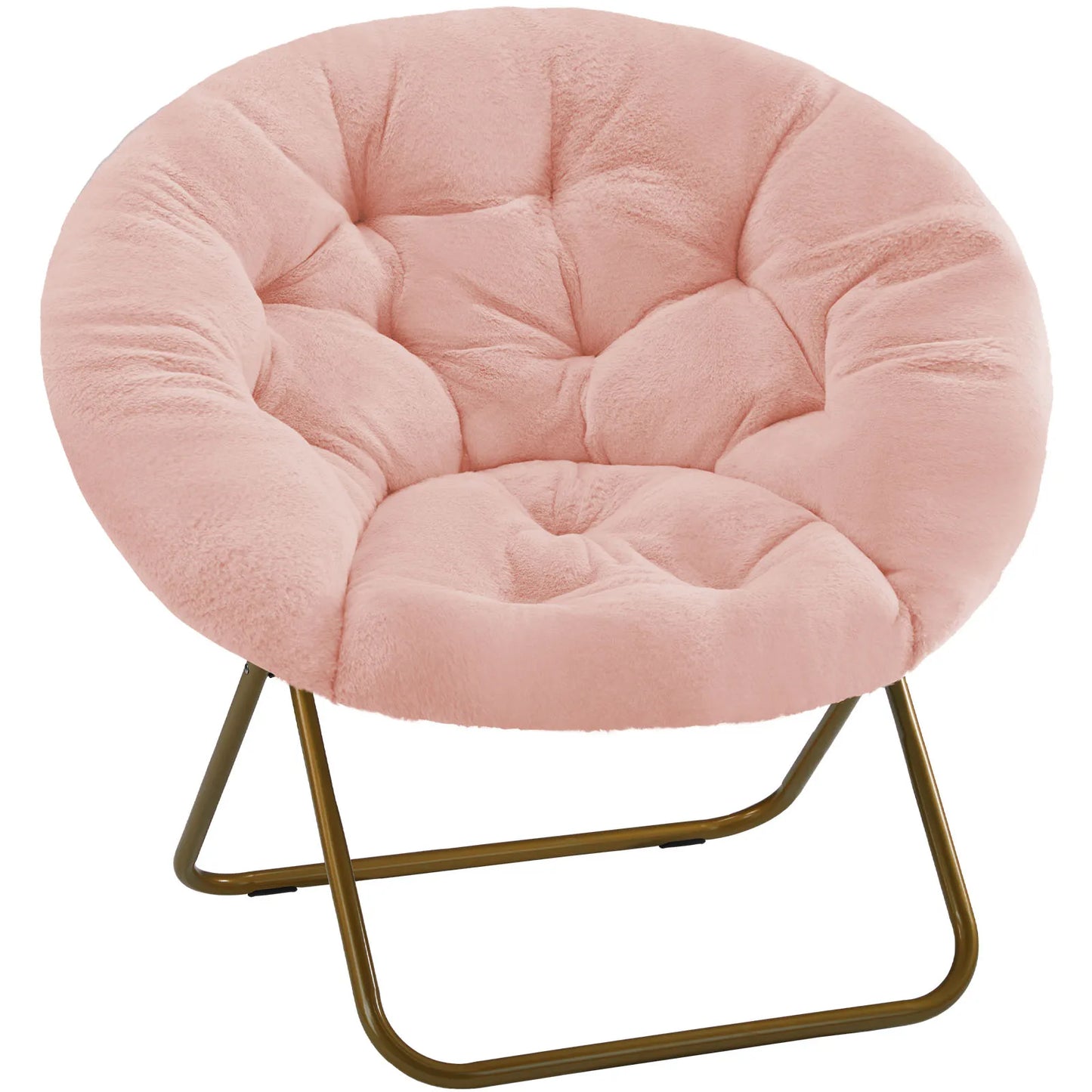 JHK Cozy Saucer Chairs Faux Fur For Living Room Folding Thick Padded Seat Metal Frame XL Reading Lounge Furniture
