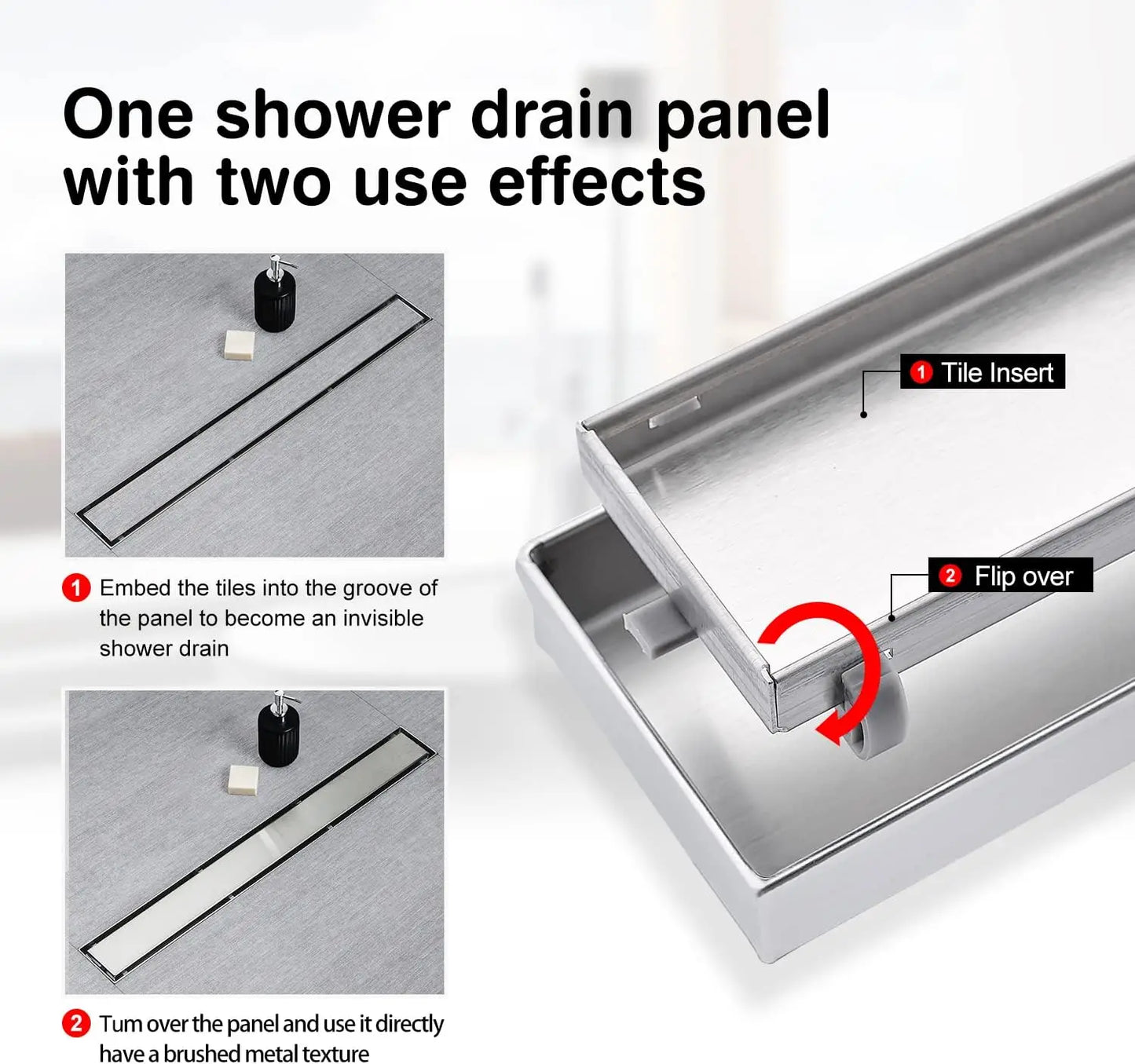 Linear Shower Drain Stainless Steel Tile Insert With Hair Strainer
