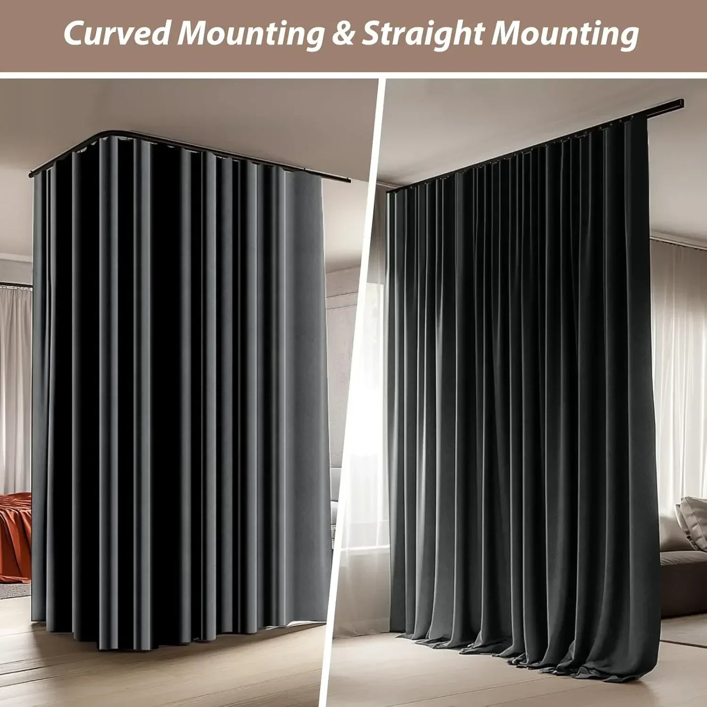 XMSJ Room Divider Curtains With Ceiling Curtain Track Set