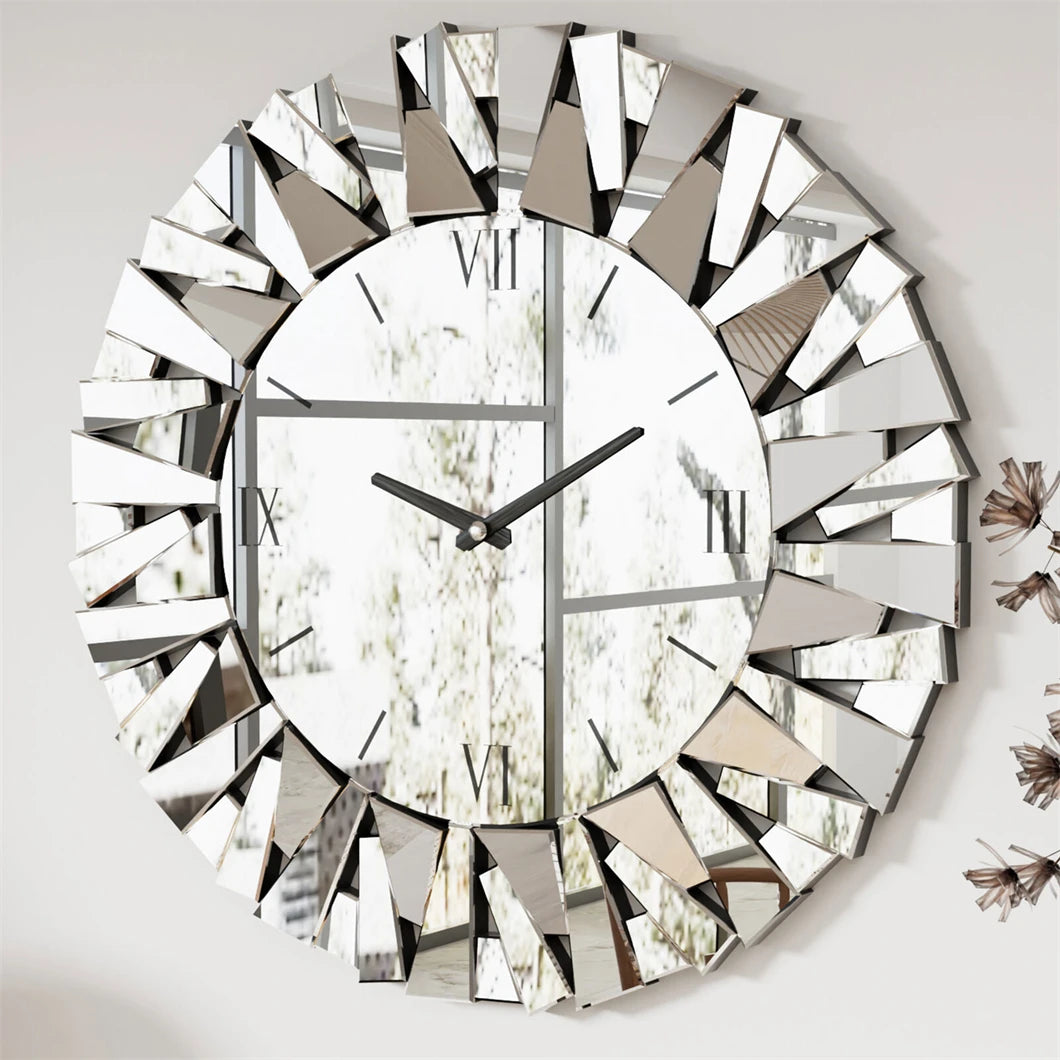 Big Boss Home And Garden 3D Mirrored Sunburst Wall Clock