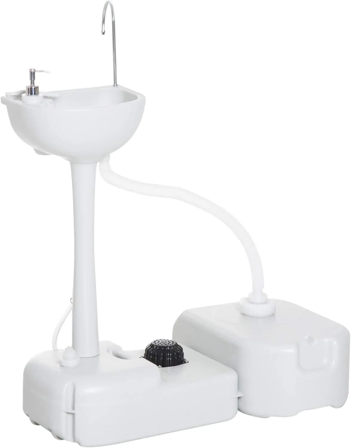 Portable Camping Sink, Handwashing Station Basin with 4.5 Gallon Tank, 6.3 Gallon Recovery Tank, Rolling Wheels & Soap Dispenser