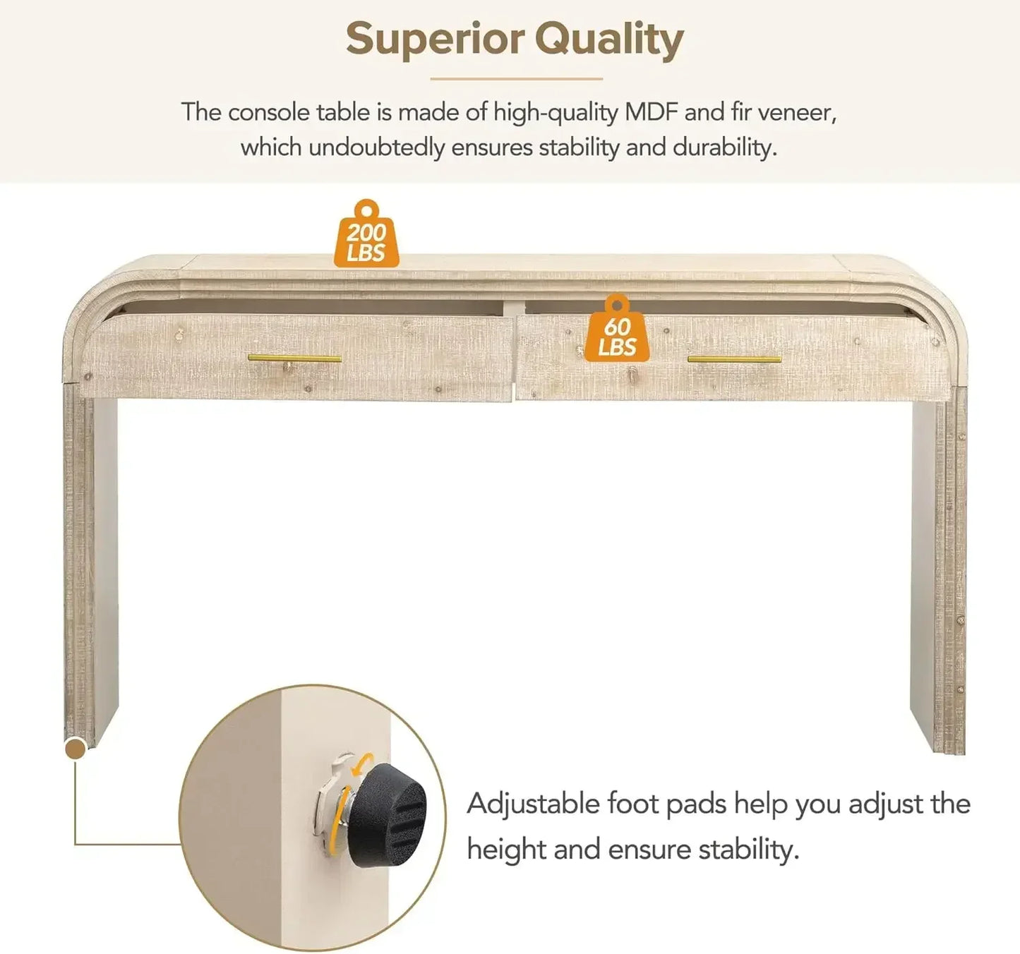 XMSJ Retro Console Hall Table With Two Drawers For Entryway