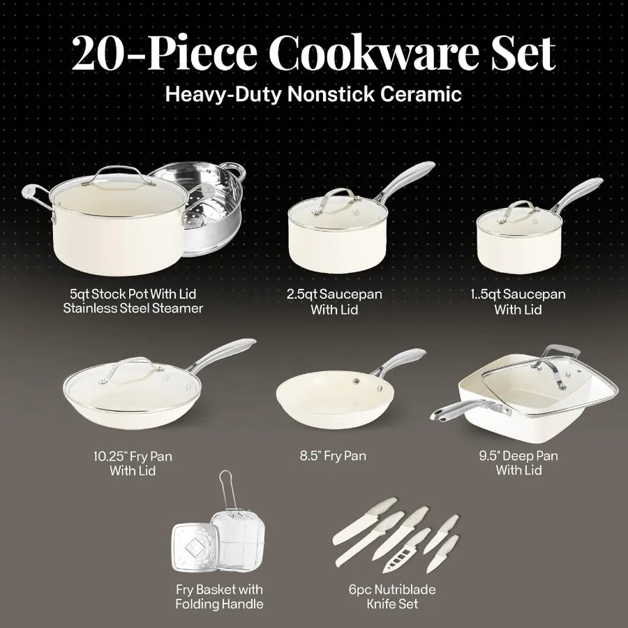 Nonstick Ceramic Cookware Set Pots And Pans For Kitchen Cooking