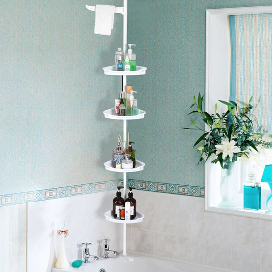 Twister.CK Corner Shower Caddy Tensioner Four-Tier With Towel Rods