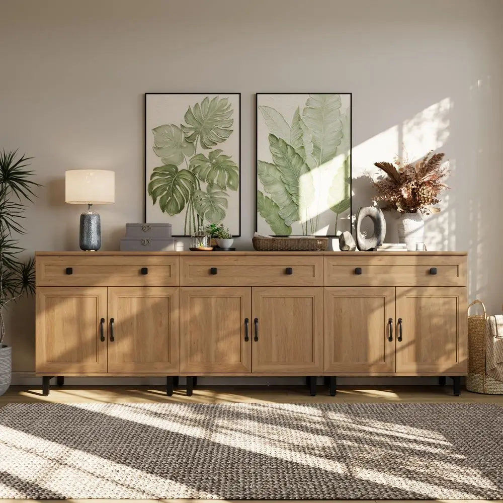 Modern 3-In-1 Buffet Cabinet With Doors And Drawers Coffee Bar