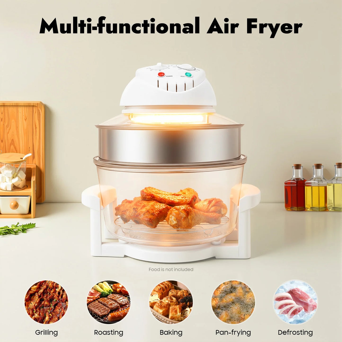 Visual Air Fryer 110V 1200W 360 Degree Hot Air Circulation