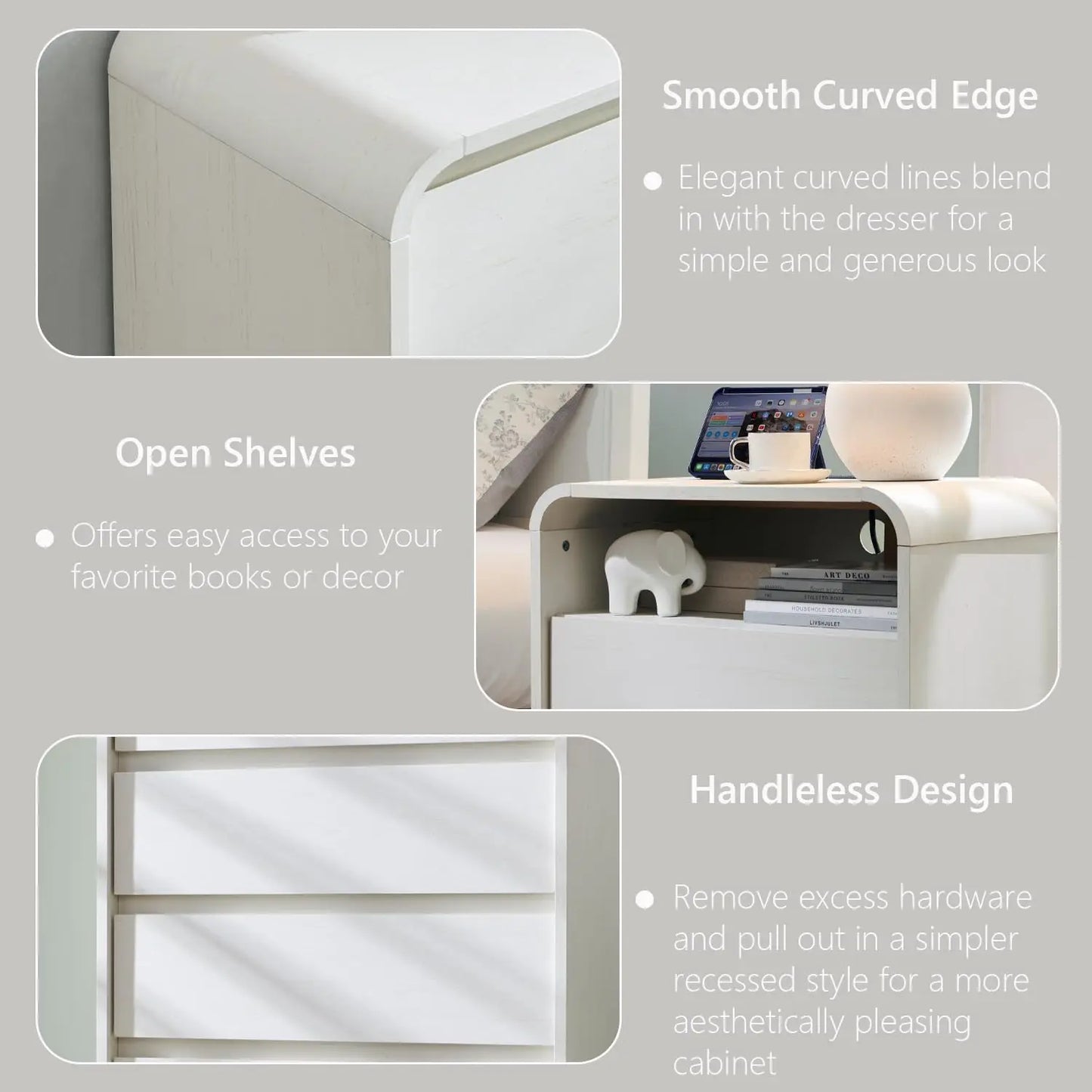 GYROOR Nightstand With Charging Station Bedside Table With Drawers