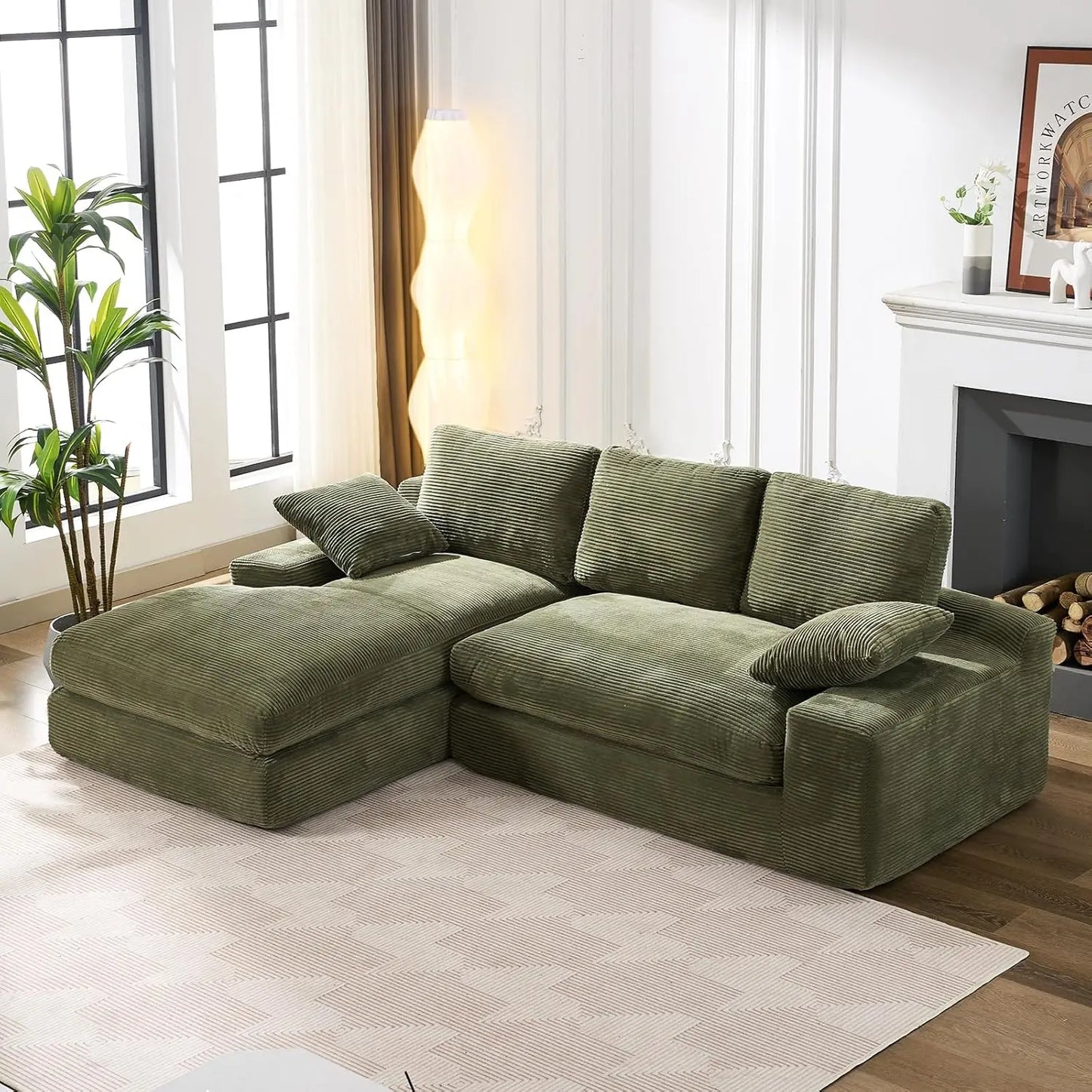 Cloud Modular Corduroy Sectional Sofa With Chaise LShaped