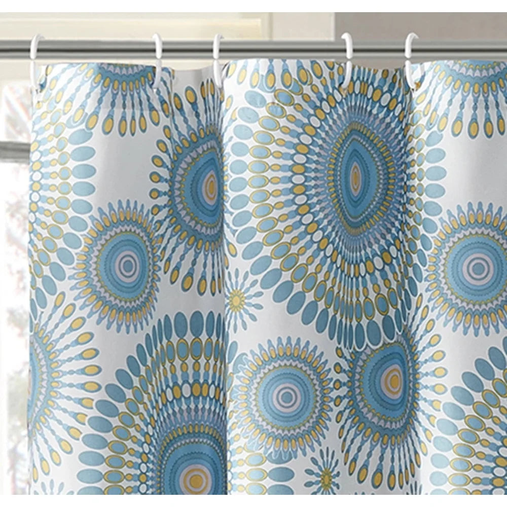 Waterproof Shower Curtain Set with 12 Hooks Machine Washable Starburst Design Easy Care Home Bathroom Decor 72x72 Inches