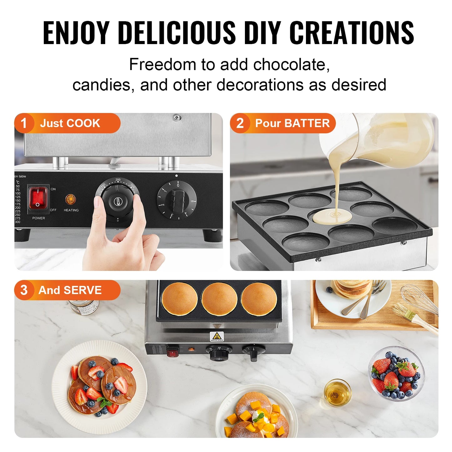 Succebuy Dutch Pancake Maker Dorayaki Grill Nonstick Stainless Steel