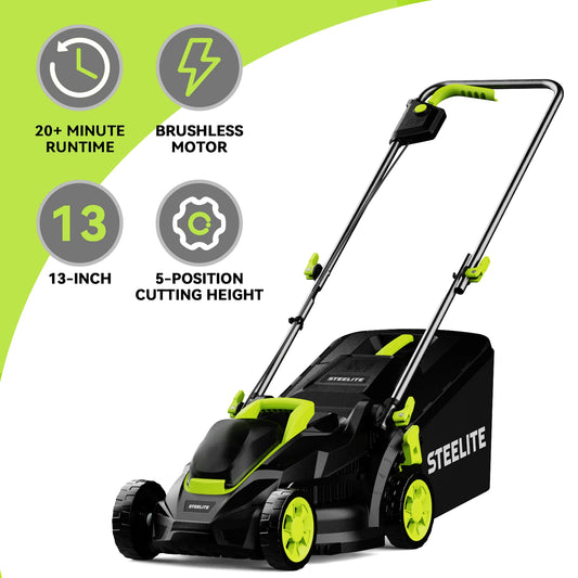 Deli Electric Lawn Mower 21V 4.0Ah Battery Included