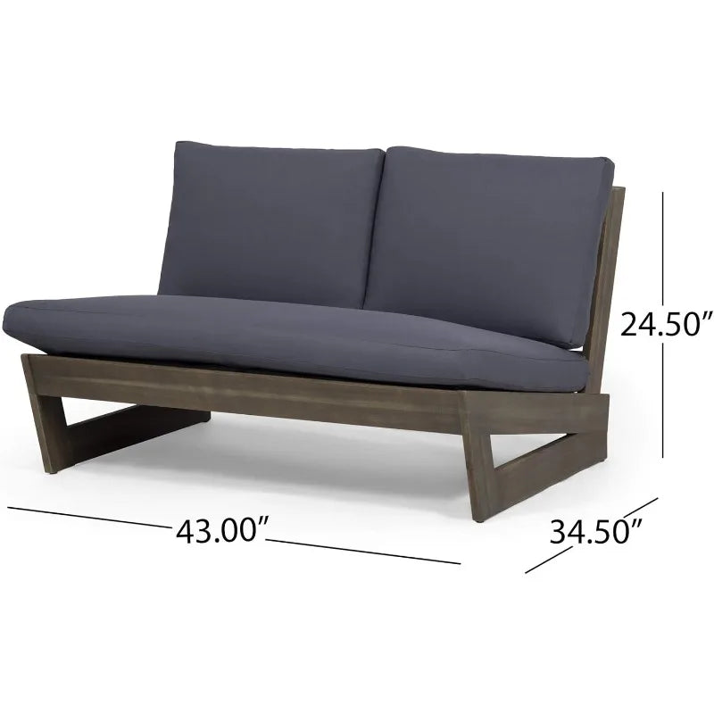 Noble House Sherwood Outdoor Acacia Wood Loveseat Furniture