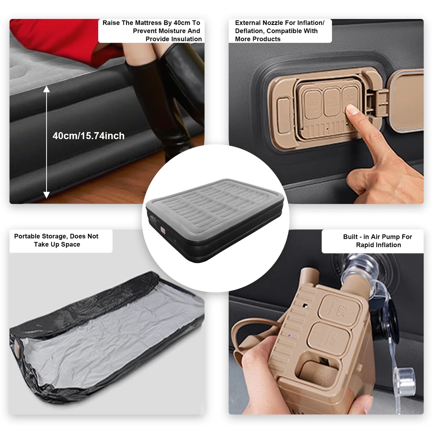 200x150x40cm Automatic Inflatable Mattress With Built In Pump For Camping And Home Indoor Outdoor Use