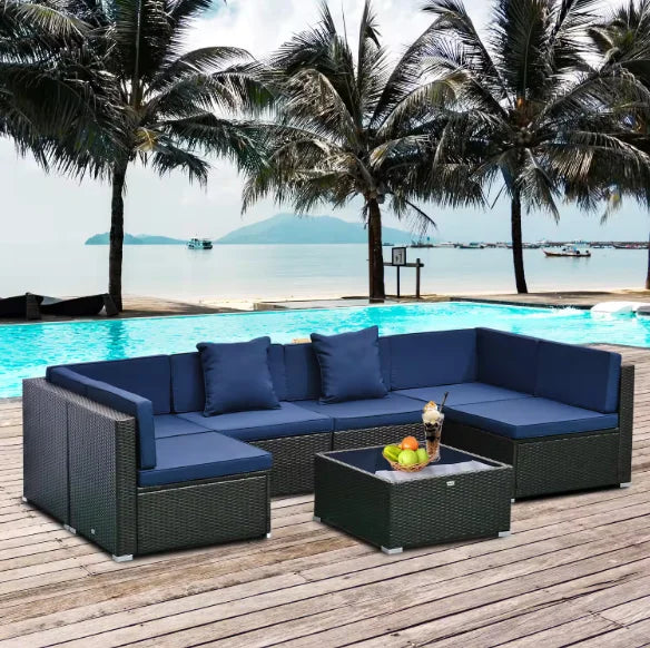 Tozey Outdoor Patio Sofa Sectional Set Weatherproof PE Rattan
