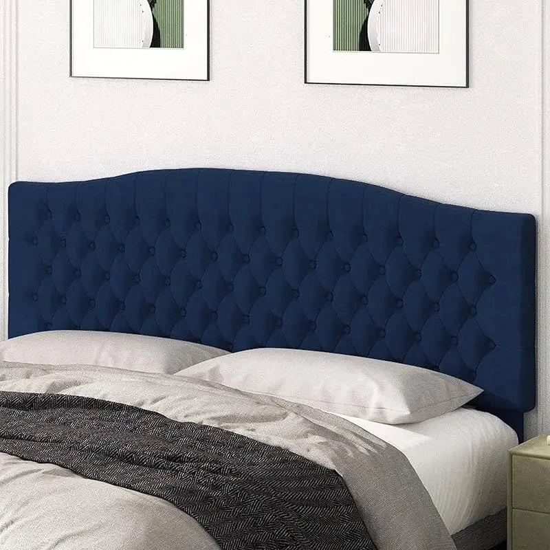King Headboard Only, Upholstered Head Board for Adjustable Bed Velvet Tufted Cal  Size Wall Mounted
