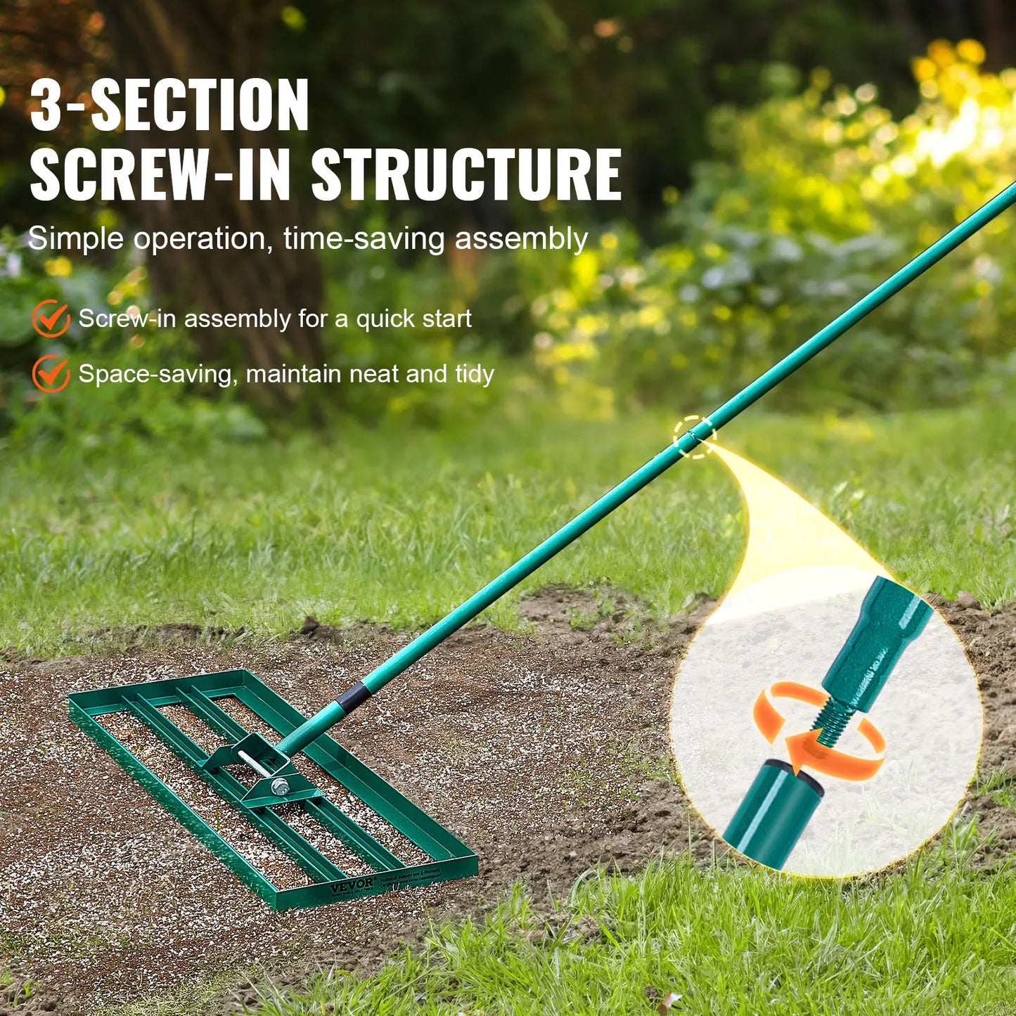 SucceBuy Lawn Leveling Rake Heavy Duty Garden Tool Pro