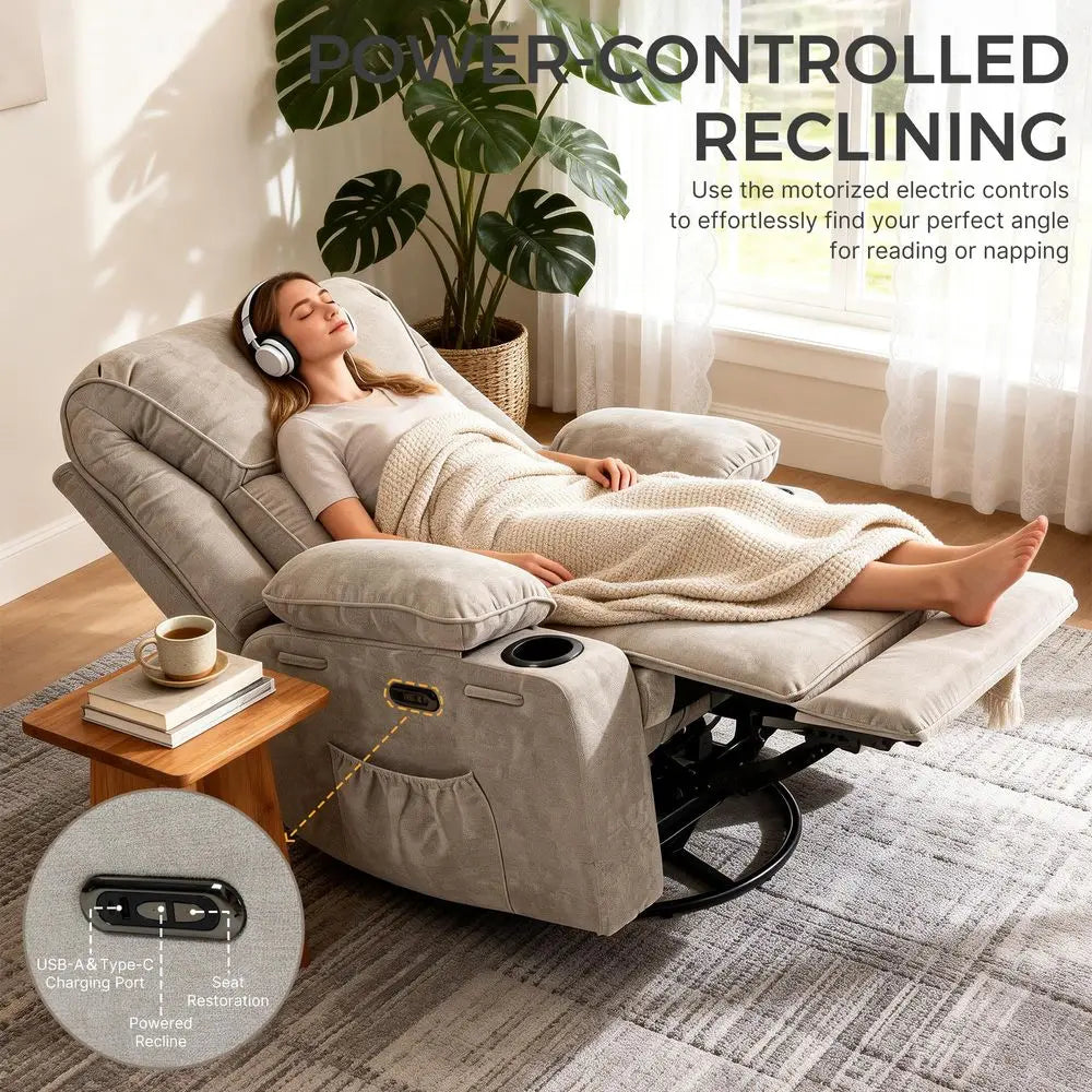 Electric Recliner Chair With Massage Function And Glider
