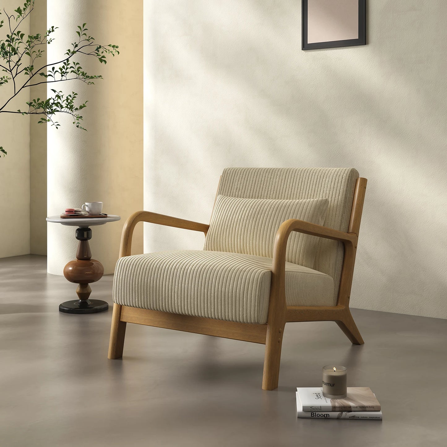 QWICover Mid Century Modern Accent Chair Fabric Armchair