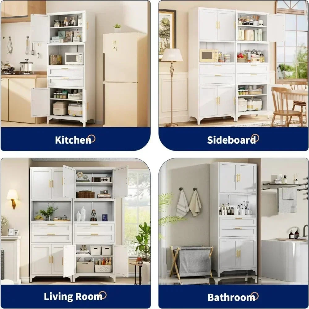 Guangbai Kitchen Pantry Cabinet With 2 Drawers And Shelves