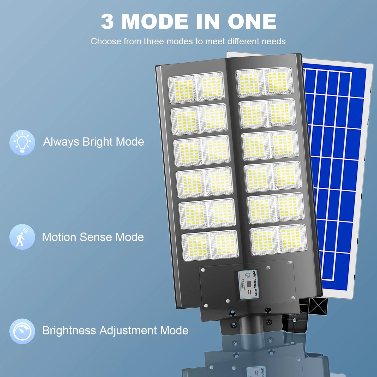 2-Pack 5000W Solar Street Lights With Motion Sensor Remote Control