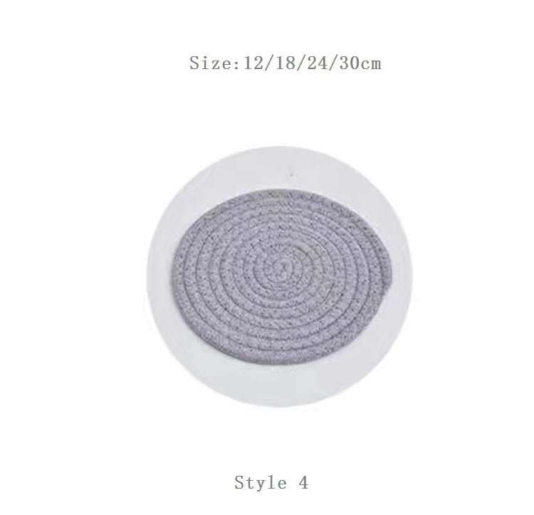HeMu Round Woven Cotton Dining Table Mat Thermal Insulation Mat Household Anti Scalding Tea Cup Mat Circular Dish Mat