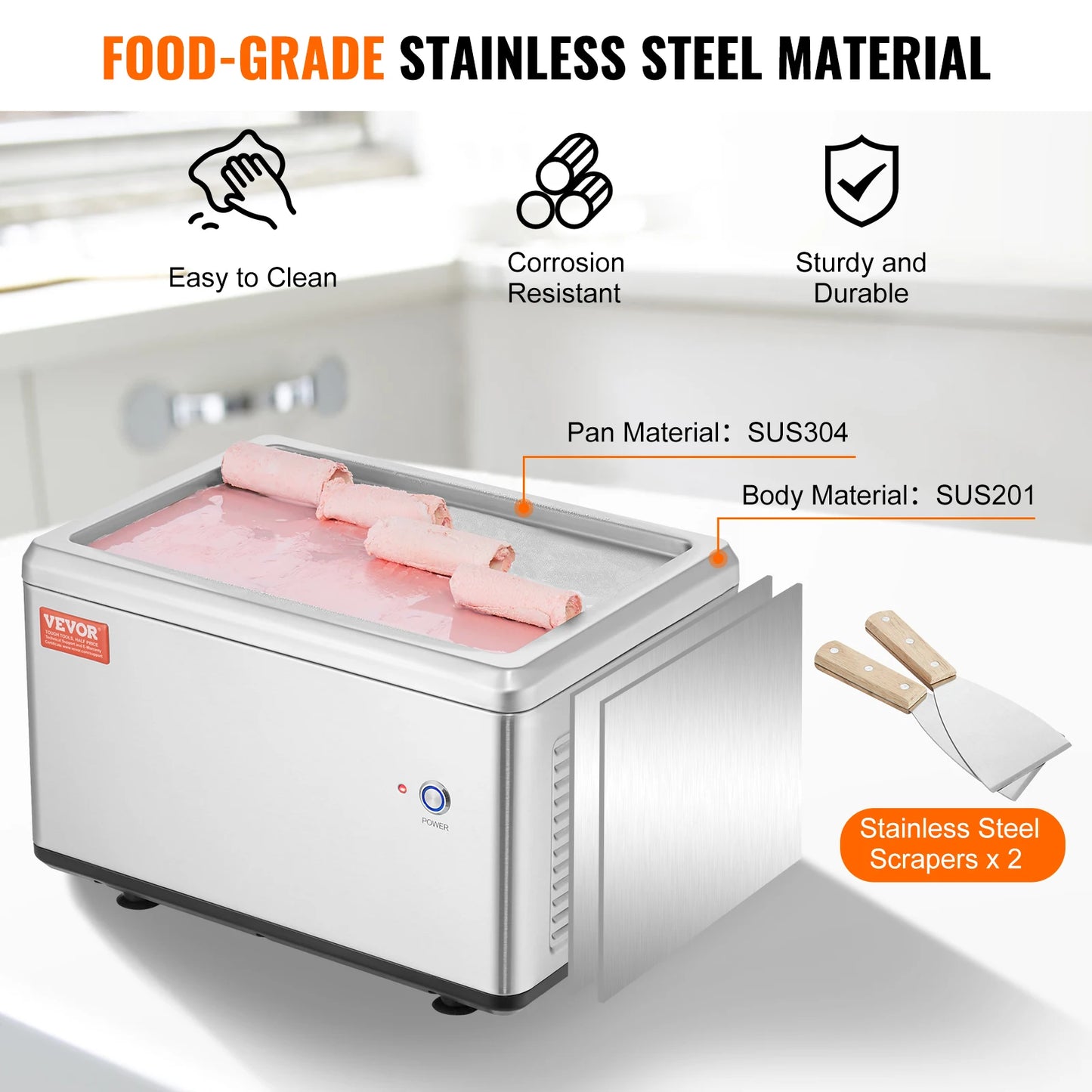 SucceBuy Fried Ice Cream Roll Machine Stainless Steel