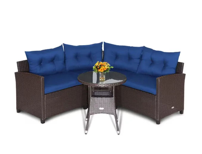 Tozey Outdoor Patio Sofa Sectional Set Weatherproof PE Rattan