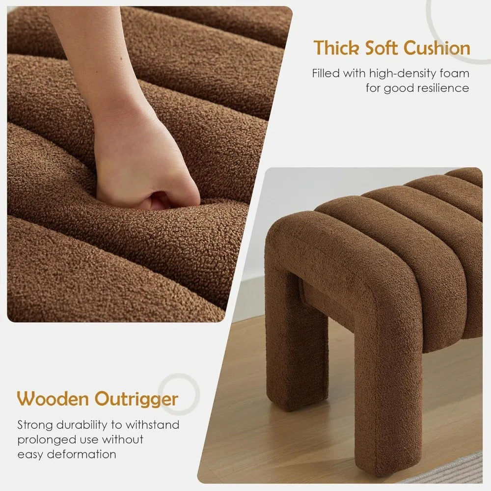 Angduo Upholstered Bench Entryway Ottoman With Wood Legs