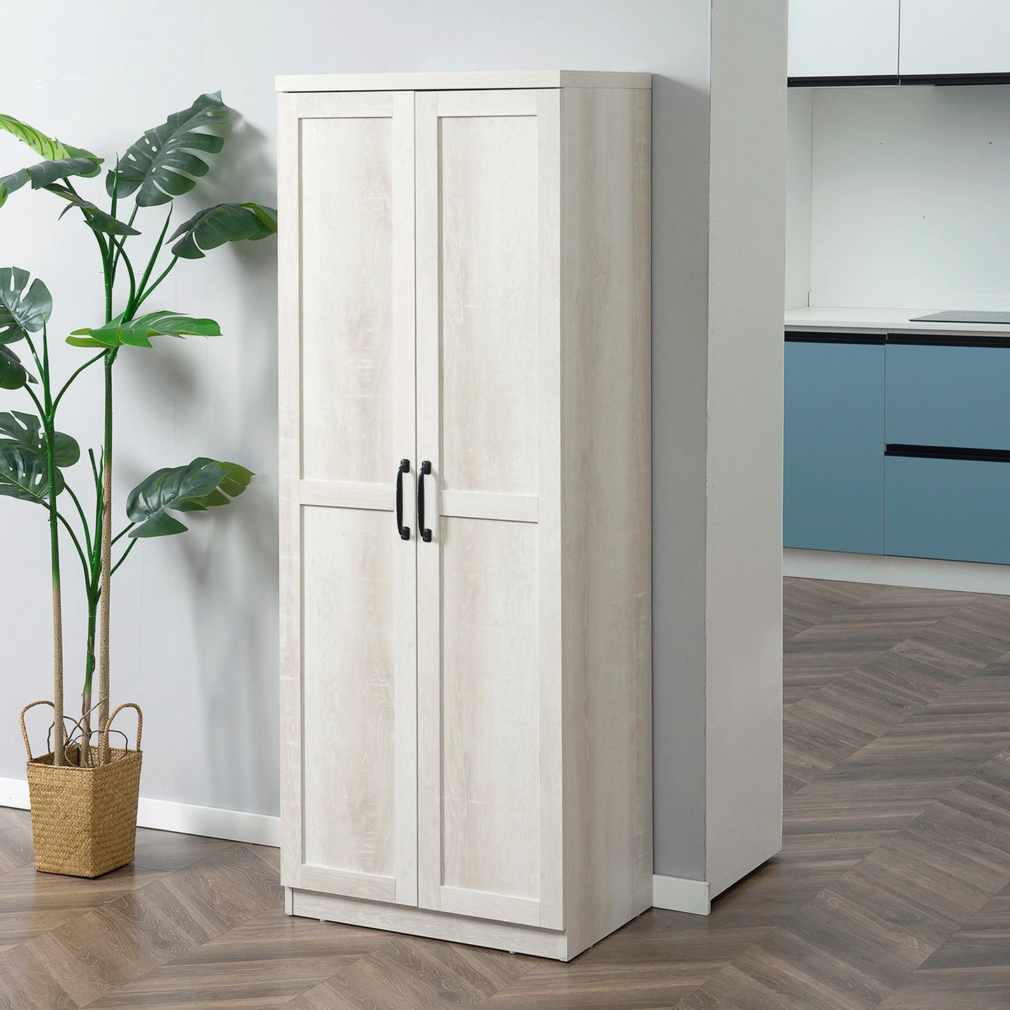 HOMCOM Rustic Kitchen Freestanding Cabinet Pantry Storage